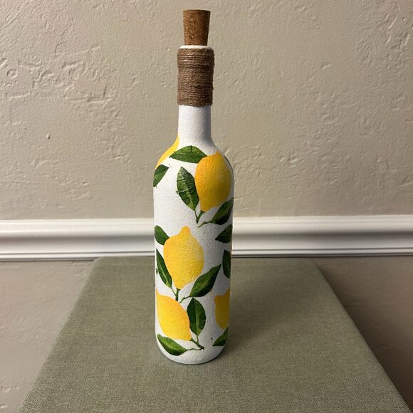 Other - Decoupage Lemon Wine Bottle
